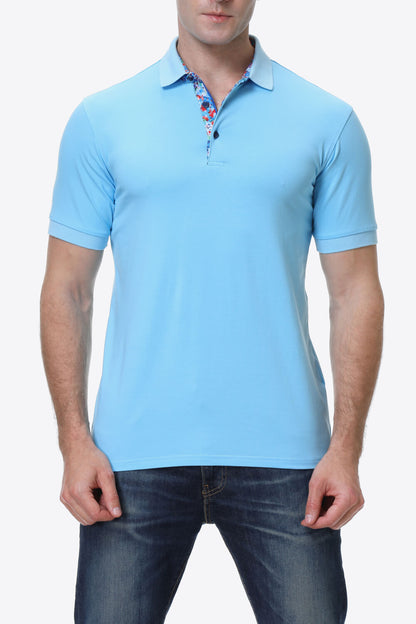 Men's Quarter-Button Short Sleeve Polo Shirt Trendsi