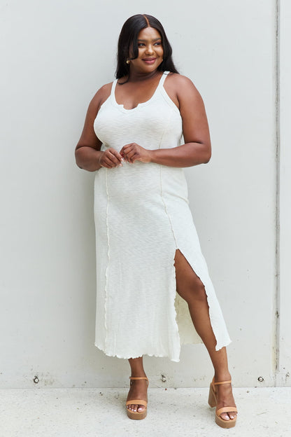 Culture Code Look At Me Notch Neck Maxi Dress with Slit in Ivory