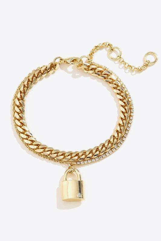 18K Gold Plated Lock Charm Bracelet Trendsi