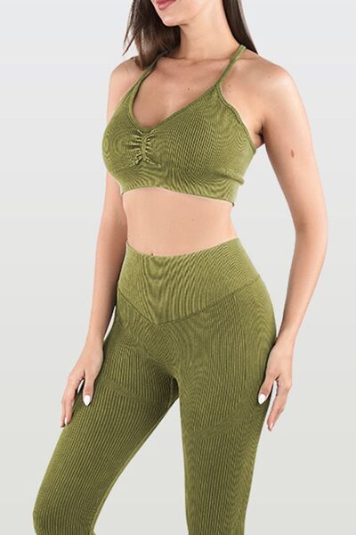 Ruched Spaghetti Strap Top and Pants Active Set