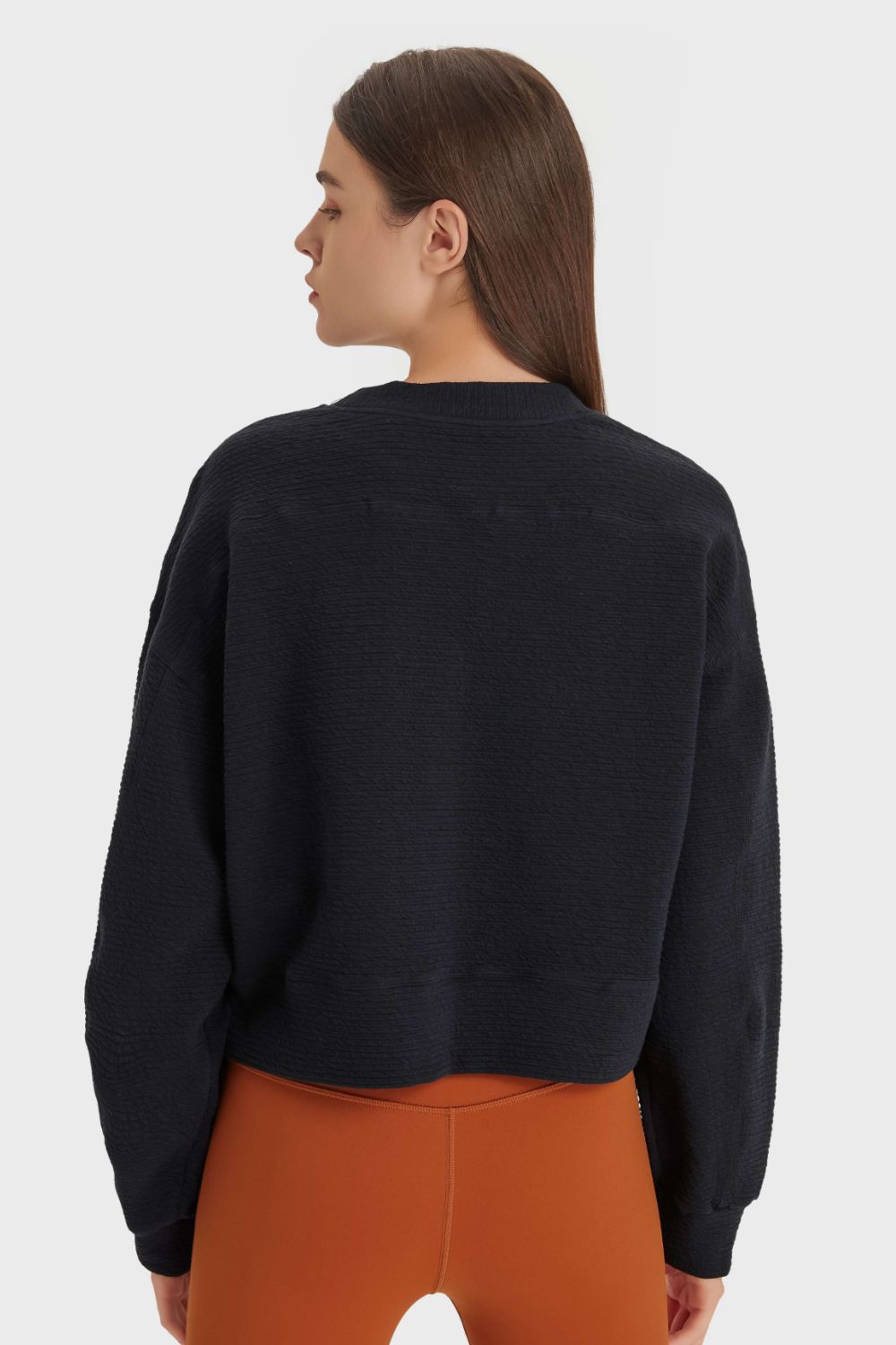 Textured Dropped Shoulder Sports Top Trendsi