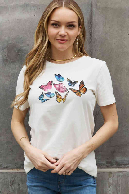 Simply Love Butterfly Graphic Cotton Tee