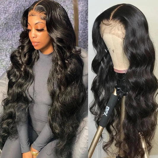 HD Transparent Body Wave Lace Front Pre Plucked Lace Frontal Wig - Black Lola’s Hidden Gem