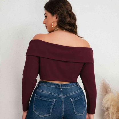 Plus+ Off-Shoulder Long Sleeve Cropped Top