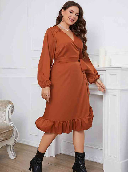 Plus+ Surplice Neck Tie Waist Dress