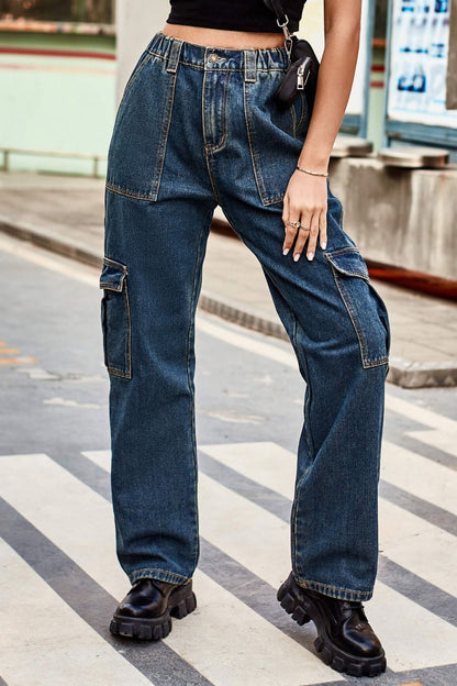 Long Straight Leg Cargo Pants Trendsi