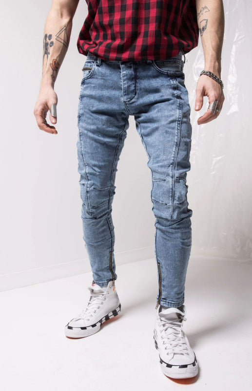 Men's Fashion Frayed Slim Fit Long Jeans kakaclo