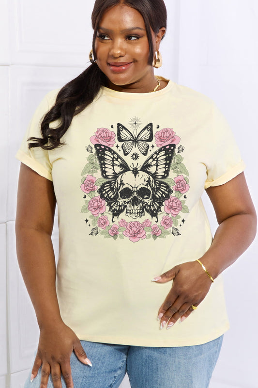 Simply Love Simply Love Skull & Butterfly Graphic Cotton Tee