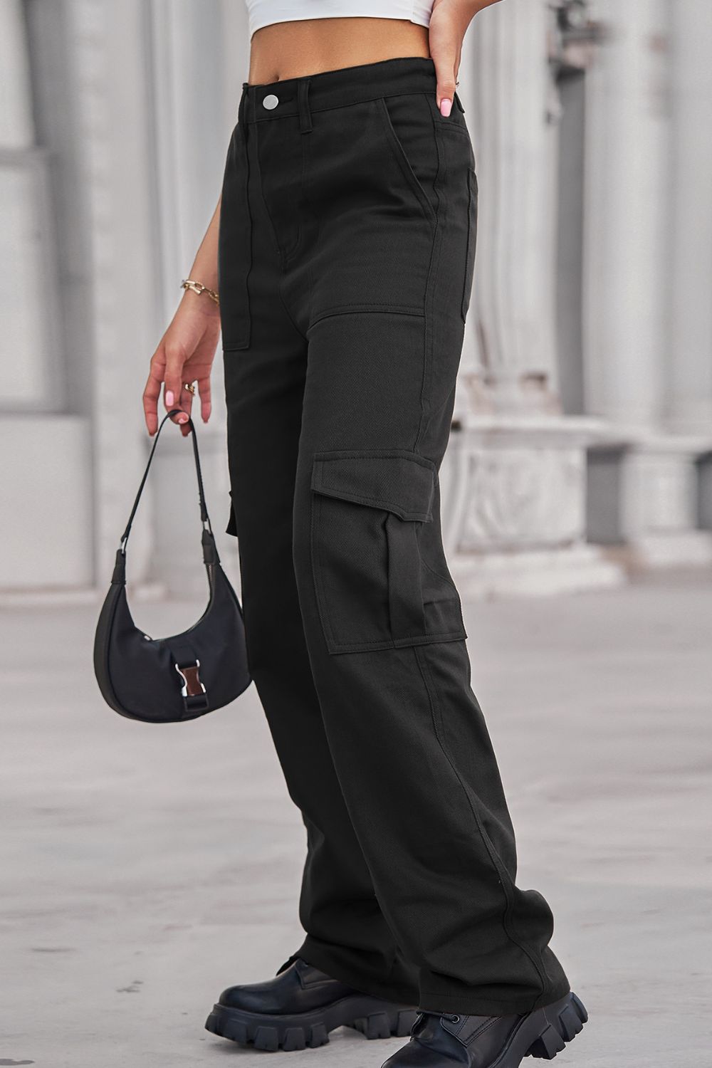 Long Straight Leg Cargo Pants Trendsi