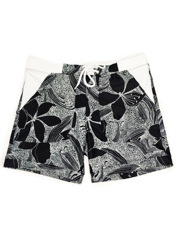 Men's Vintage Print Pocket Lined Swim Shorts kakaclo