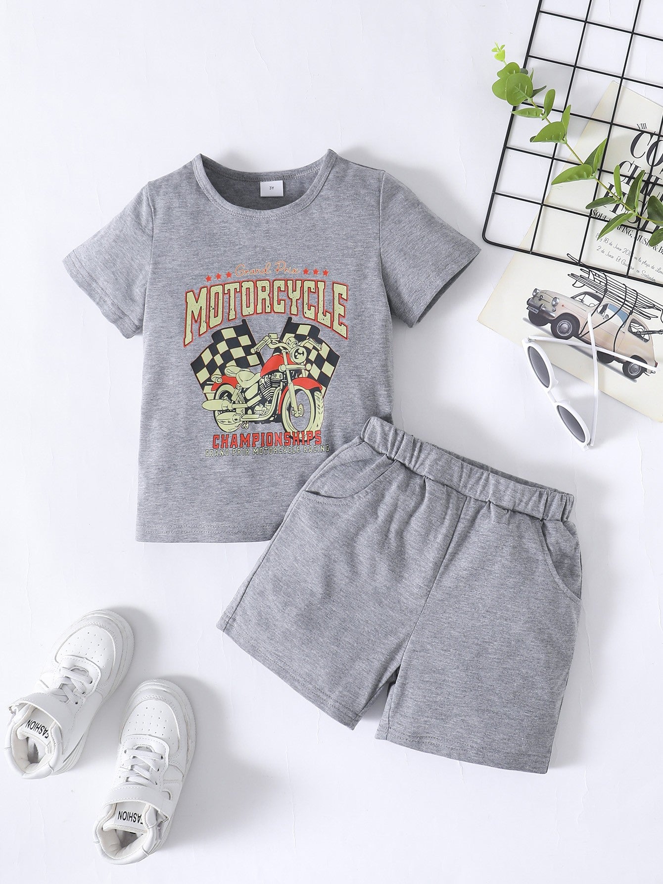 Boys CHAMPIONSHIPS Graphic Tee and Shorts Set Trendsi