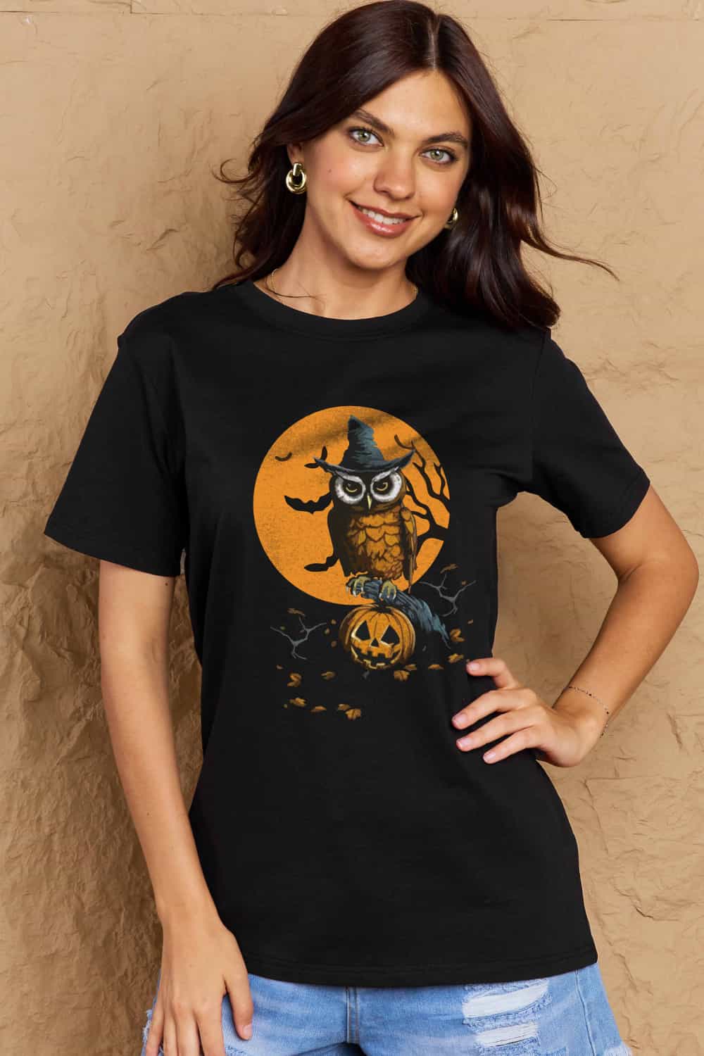 Simply Love Holloween Theme Graphic Cotton T-Shirt