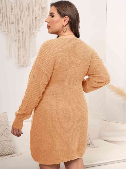 Plus+ Dropped Shoulder Long Sleeve Knit Mini Dress