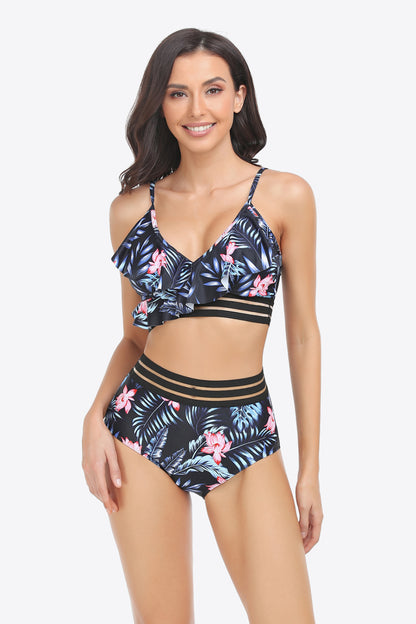 Ruffled Plunge Bikini Set Trendsi