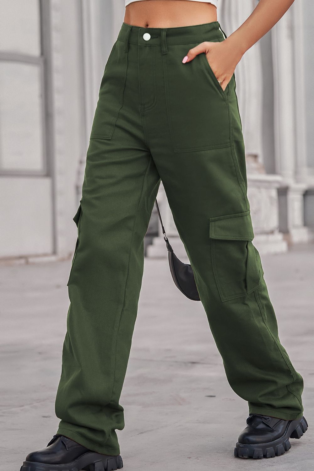 Long Straight Leg Cargo Pants Trendsi