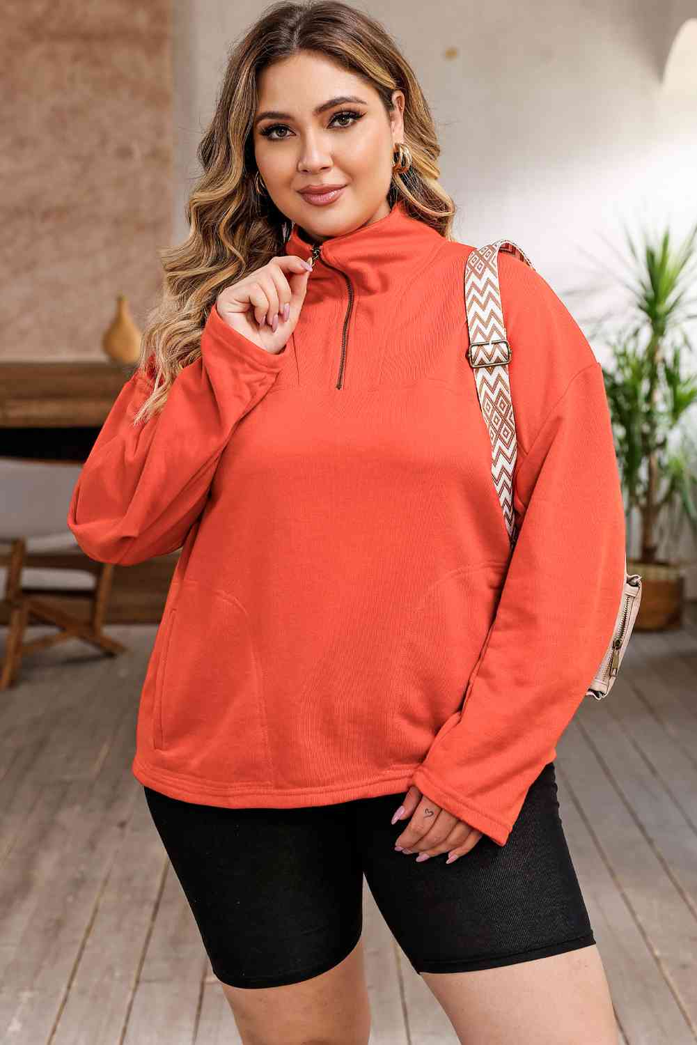 Plus+ Zip-Up Dropped Shoulder Sweatshirt