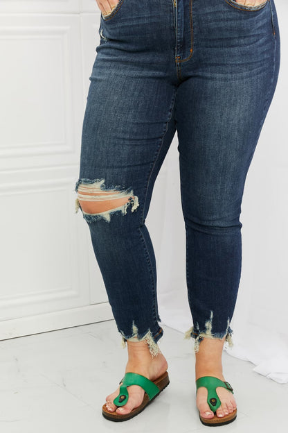 Judy Blue Melaney Mid Rise Distressed Relaxed Fit Jeans