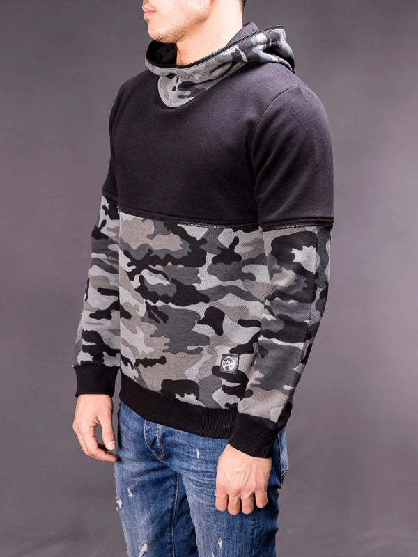 Men's Camouflage Patchwork Loose Hoodie kakaclo