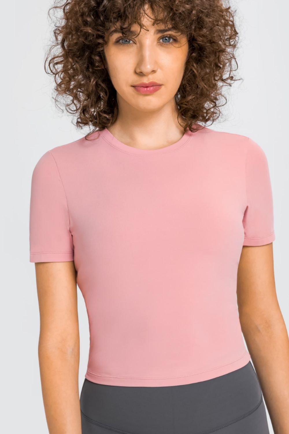 Round Neck Short Sleeve Yoga Tee Trendsi