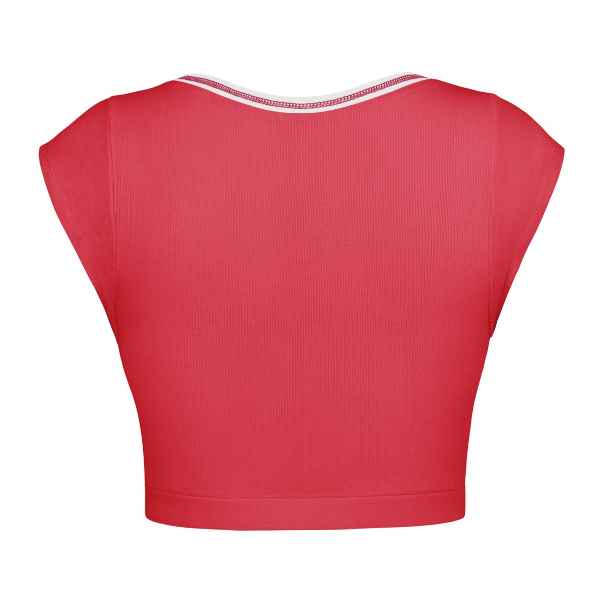 Notched Neck Cap Sleeve Cropped Tee Trendsi