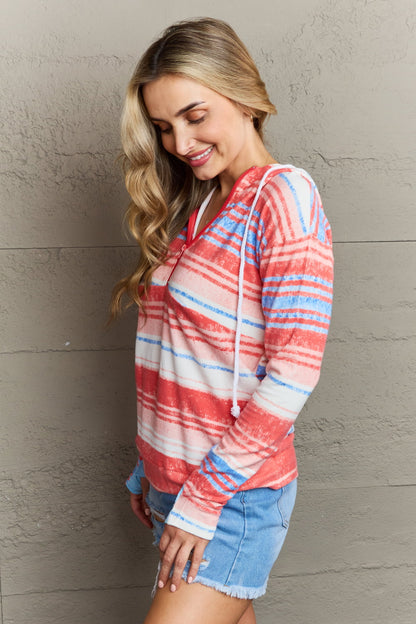 Multicolor Striped Half Zip Hoodie