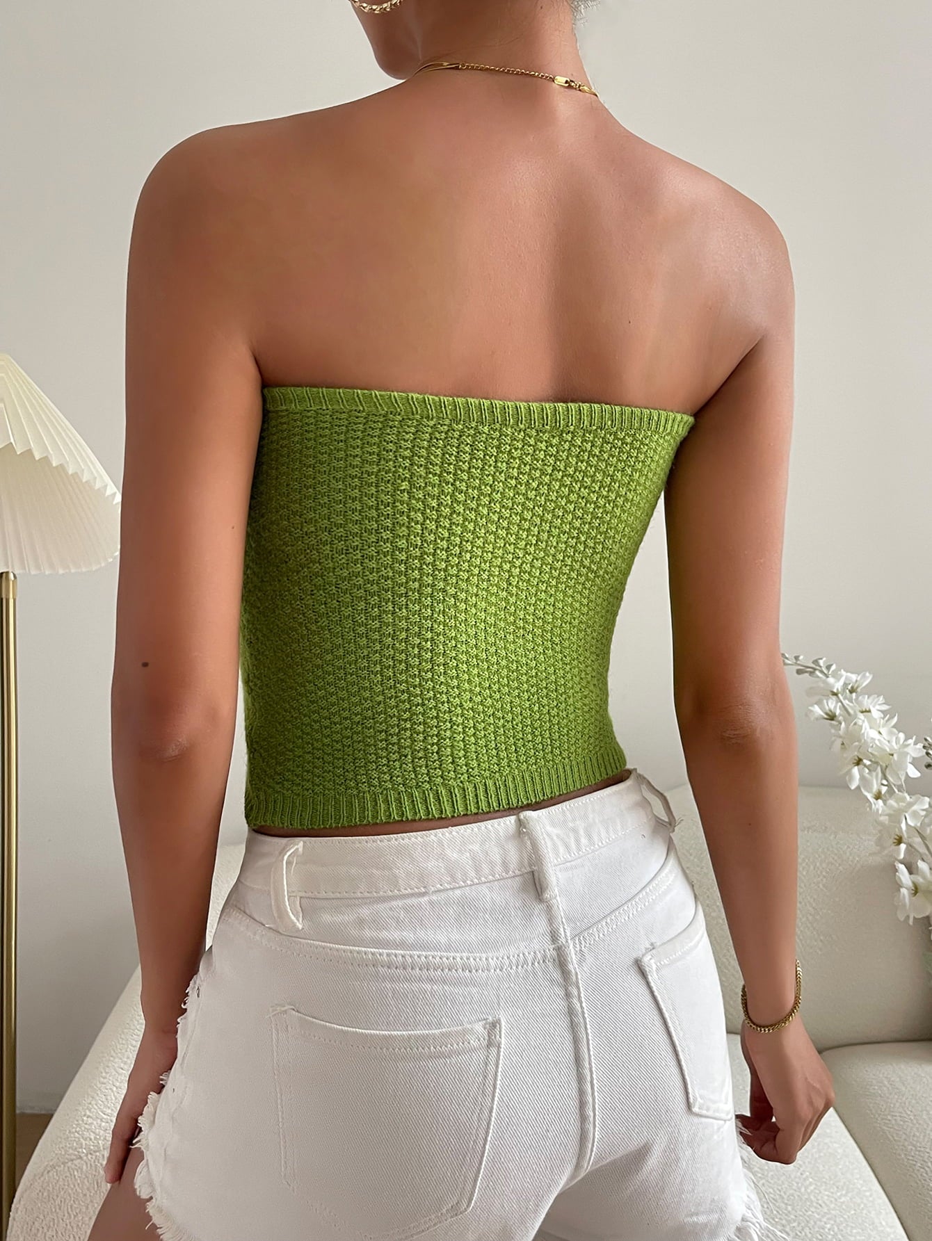 Sweetheart Neck Knit Tube Top Trendsi