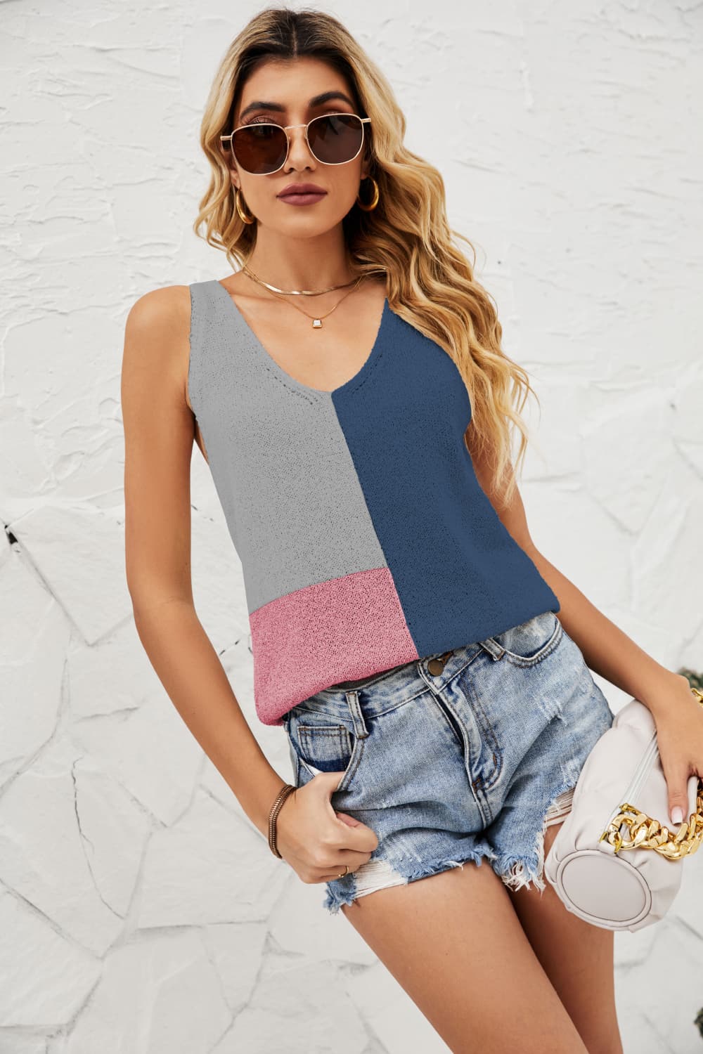 Color Block Knit Tank Top