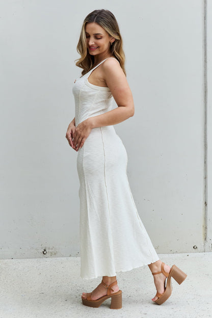 Culture Code Look At Me Notch Neck Maxi Dress with Slit in Ivory