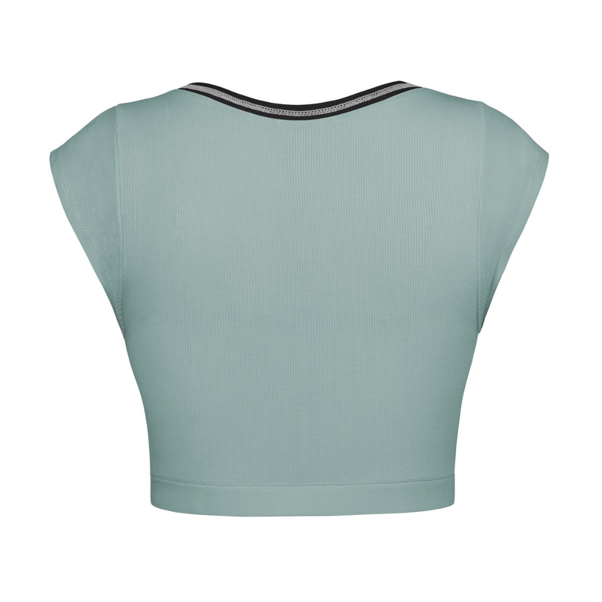 Notched Neck Cap Sleeve Cropped Tee Trendsi