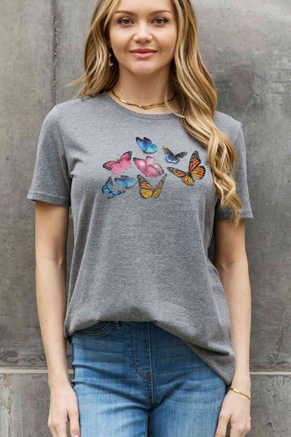 Simply Love Butterfly Graphic Cotton Tee