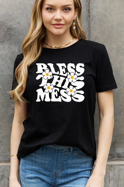 Simply Love BLESS THIS MESS Graphic Cotton Tee