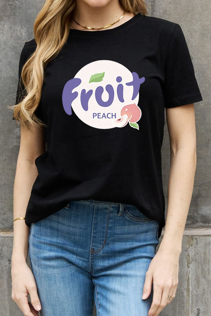 Simply Love FRUIT PEACH Graphic Cotton Tee