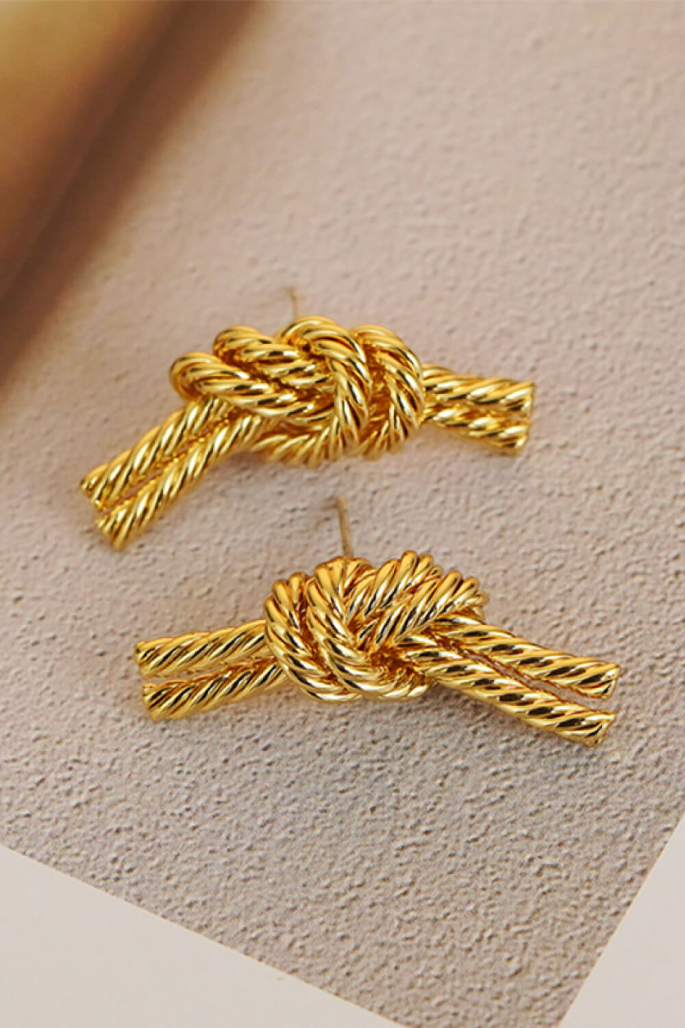 18K Gold Plated Twisted Earrings Trendsi