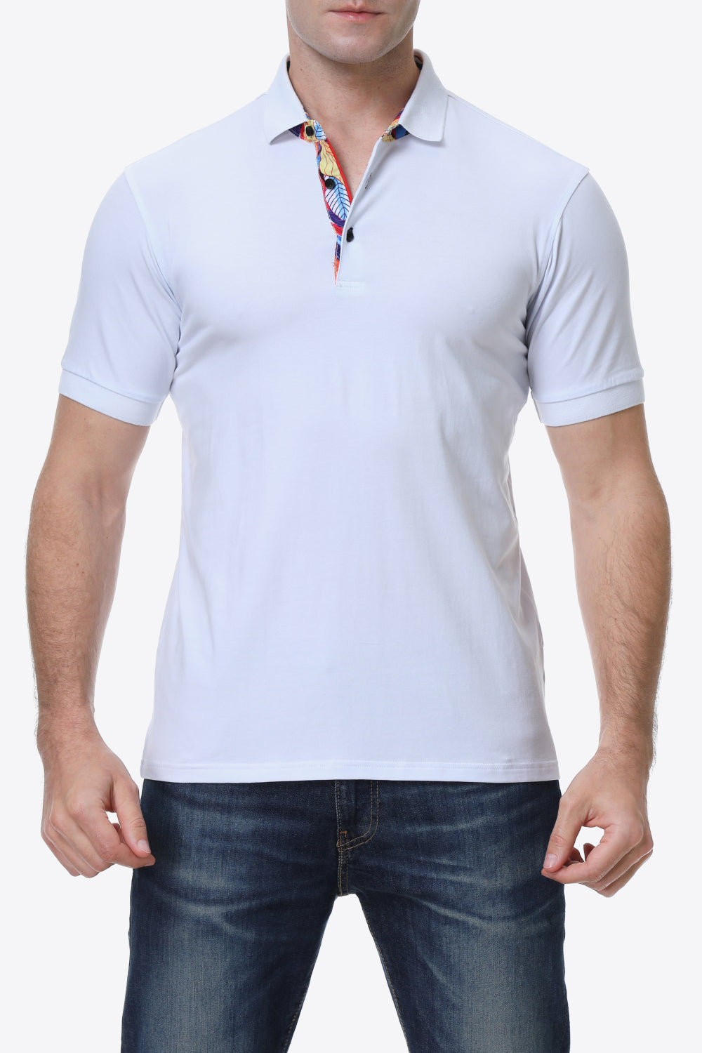 Men's Quarter-Button Short Sleeve Polo Shirt Trendsi