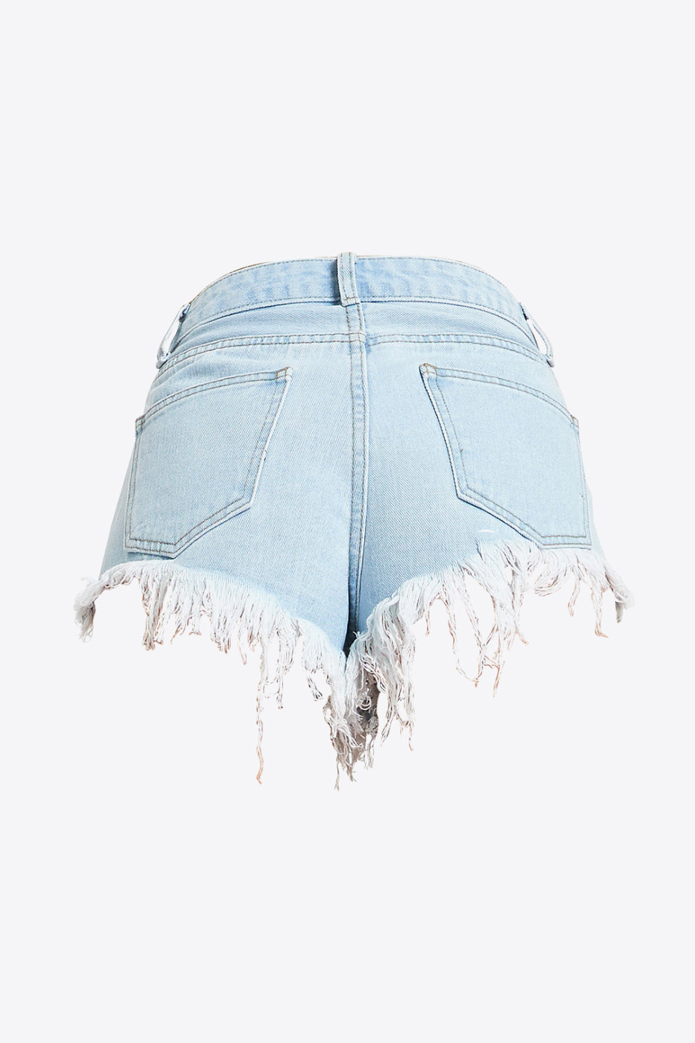 Gem Size Frayed Denim Shorts Trendsi