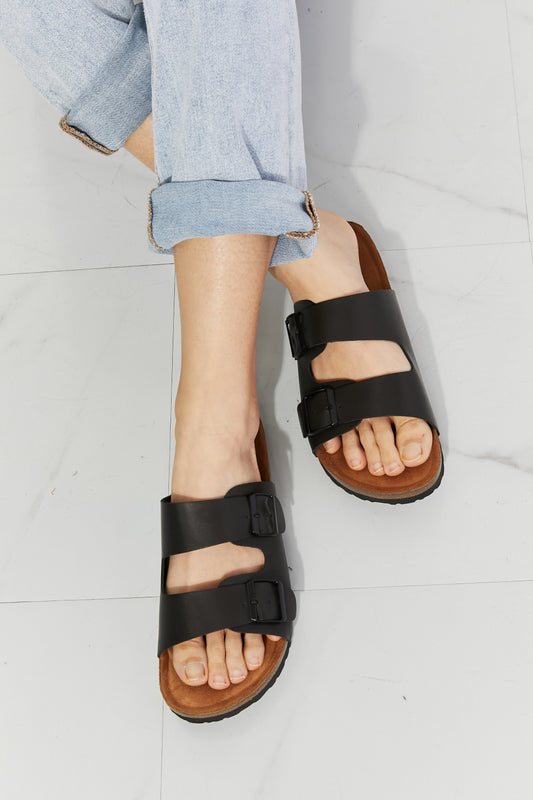 Best Life Double-Banded Slide Sandal in Black Trendsi