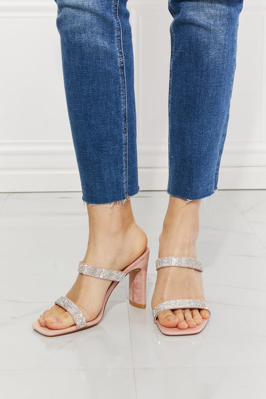 Leave A Little Sparkle Rhinestone Block Heel Sandal in Pink Trendsi