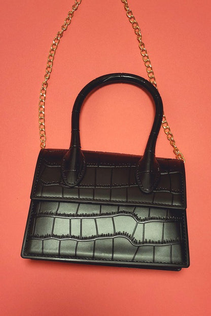 CROCODILE TEXTURED MINI BAG WITH CHAIN SHOULDER Color Theory