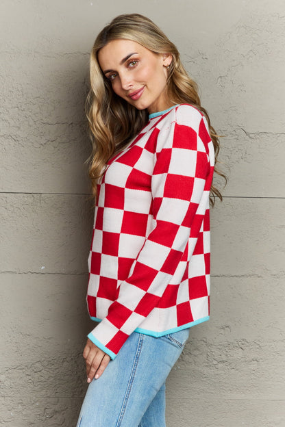 Checkered Round Neck Sweater