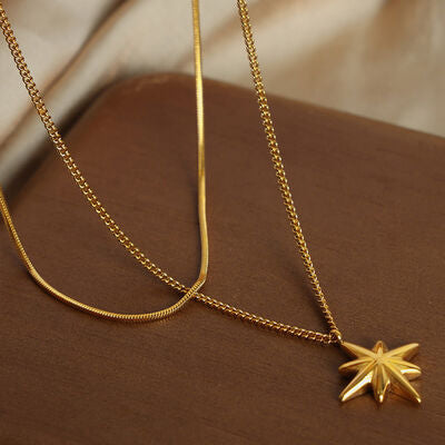 Star Pendant Double-Layered Titanium Steel Necklace