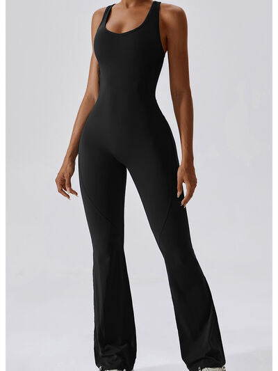 Cutout Wide Strap Bootcut Active Jumpsuit