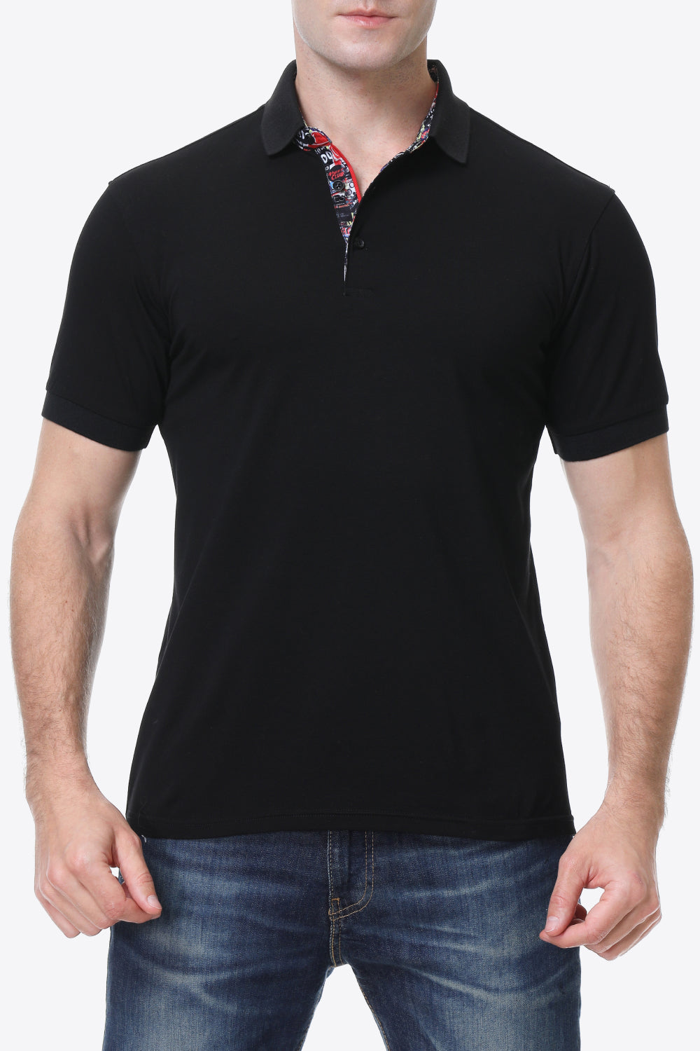 Men's Quarter-Button Short Sleeve Polo Shirt Trendsi