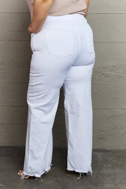 RISEN Raelene High Waist Wide Leg Jeans in White