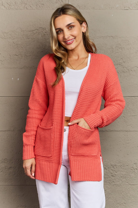 Zenana Bright & Cozy Waffle Knit Cardigan