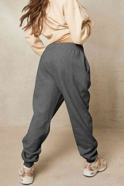 Simply Love Drawstring Angel Graphic Long Sweatpants