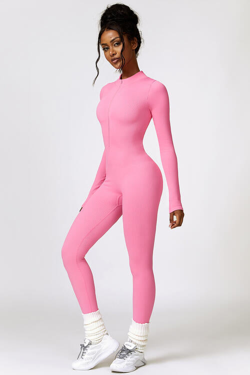 Half Zip Long Sleeve Active Sports Jumpsuit