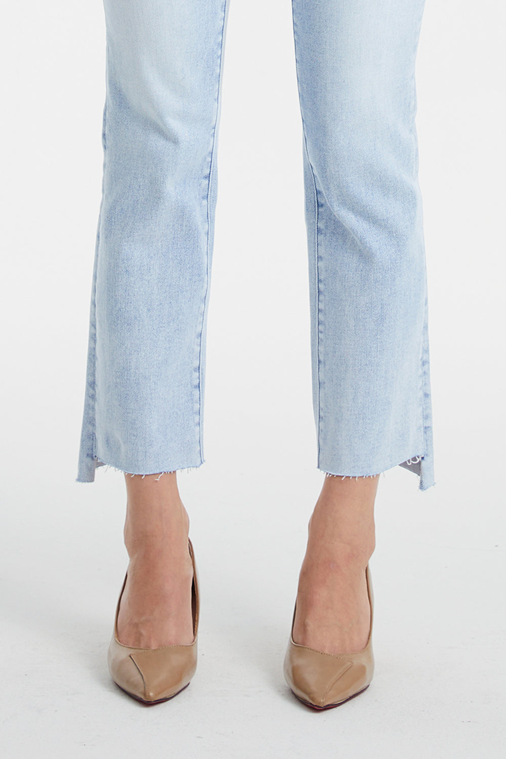 BAYEAS  High Waist Raw Hem Washed Straight Jeans