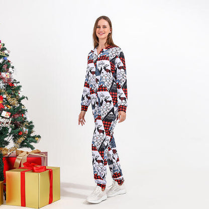 Women Printed Hooded Jumpsuit