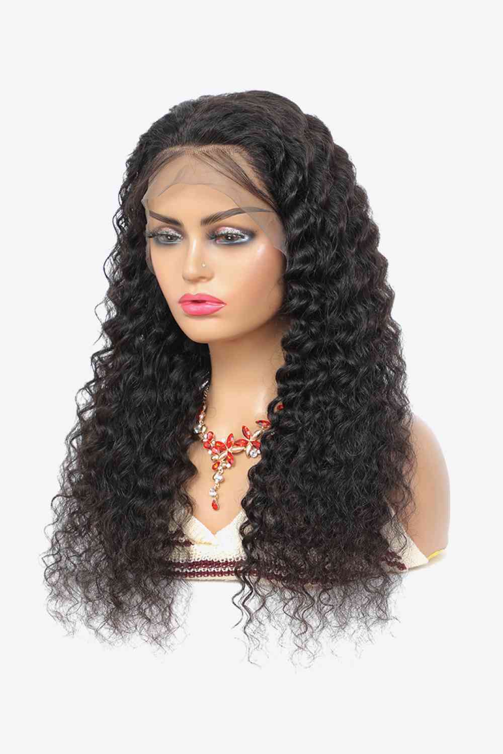 20” 13x4“ Lace Front Human Hair Curly Wig Natural Color 150% Density