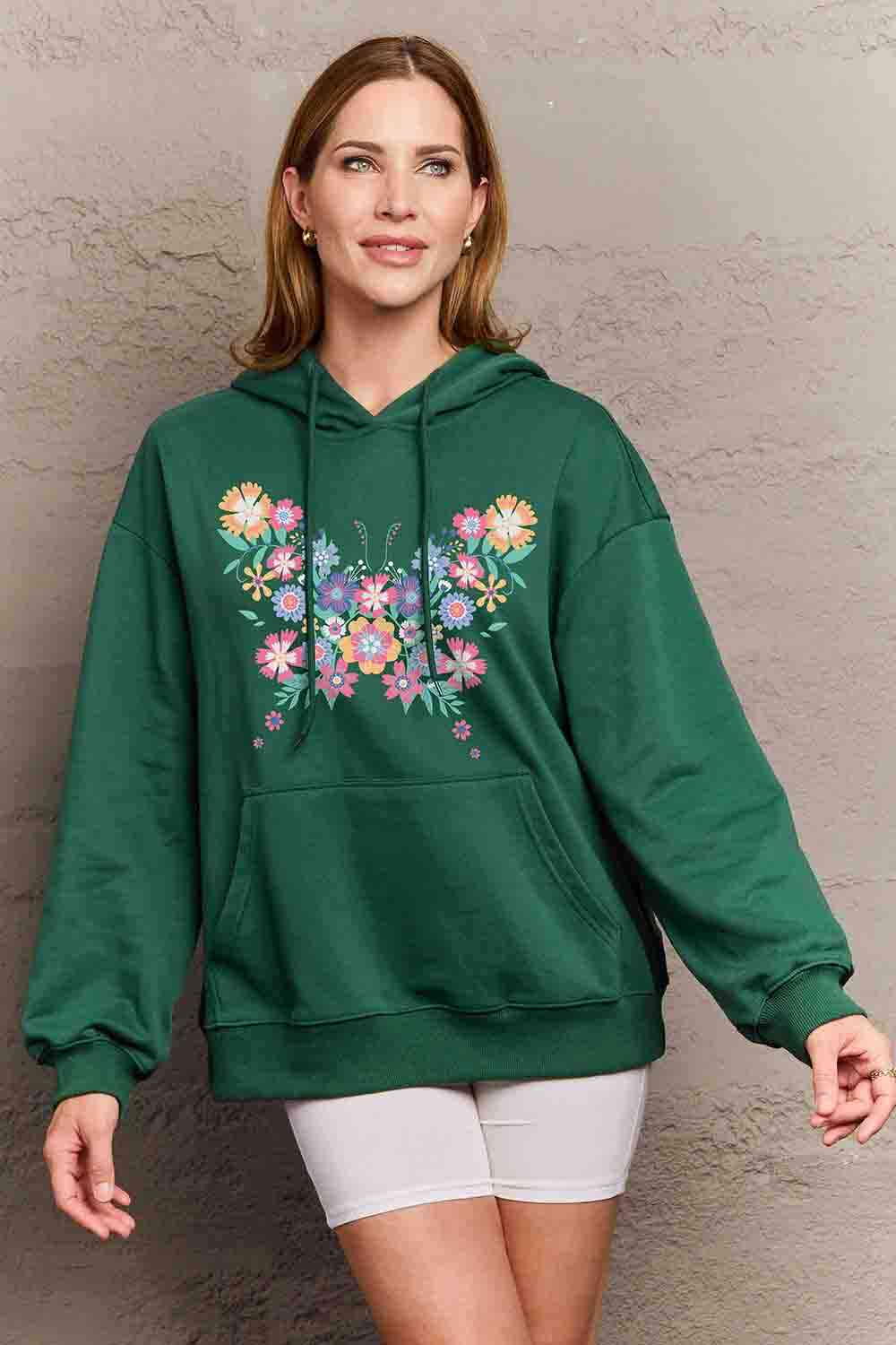 Simply Love Simply Love Floral Butterfly Graphic Hoodie